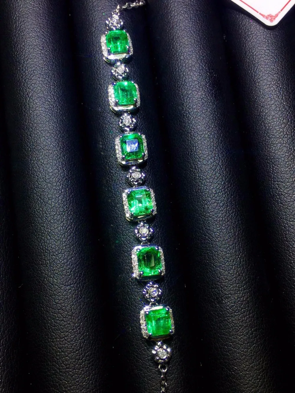 Хорошее ювелирное изделие Настоящее 18 K Белый Золотой G18K натуральный изумруд 3.1ct бриллианты ювелирные браслеты для женщин Прекрасный браслет