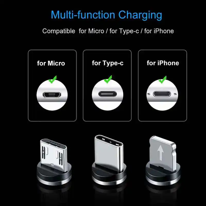 Магнитный Micro USB кабель для iPhone 12 11 8 Samsung Android Быстрая зарядка магнит Зарядное