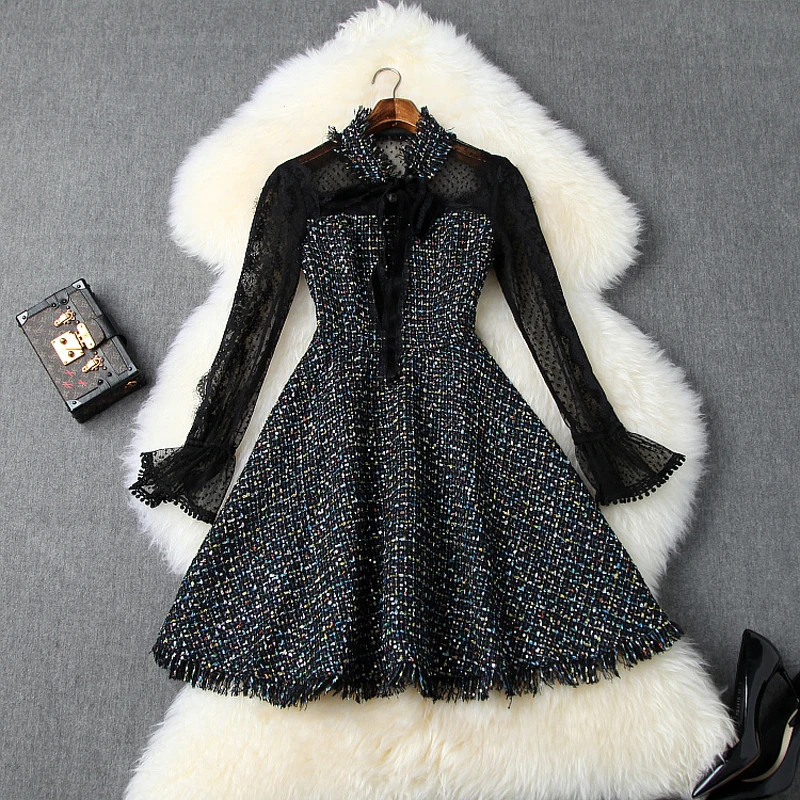 С длинными рукавами рождественское платье взлетно-посадочной полосы 2019 новые