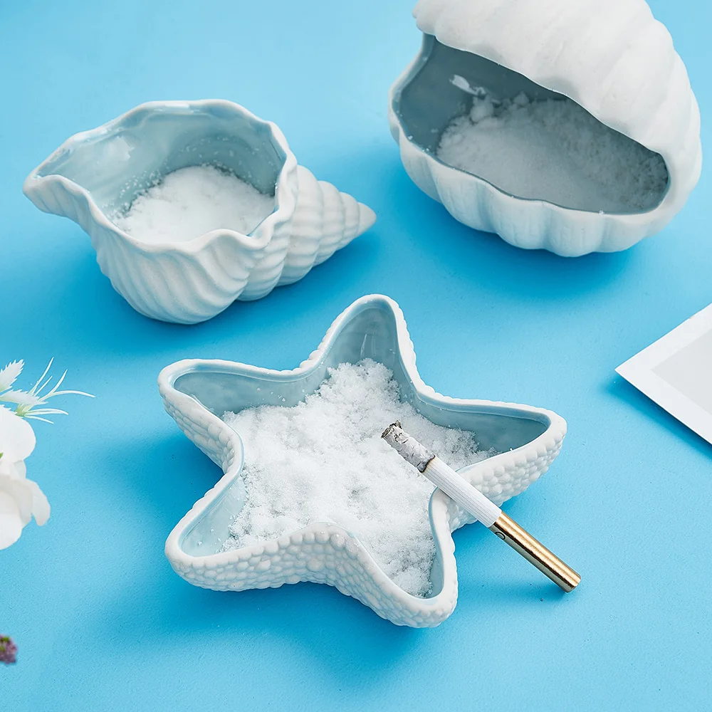 

New Ceramic Ashtray Cute Cartoon Ashtray Shell Creative PersonalityTrendy Shell Fashion Home Mini Send Boyfriend Gift Cigarett