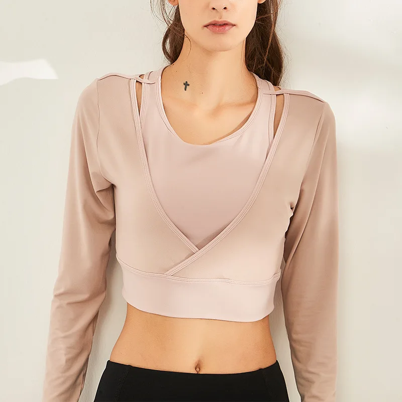 2021 упражнения с длинным рукавом женская спортивная одежда укороченные топы