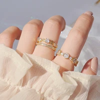 ydl gold color luxury micro paved square cubic zirconia promise ring for women engagement wedding jewelry hot sale drop ring