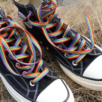 2022 rainbow shoelace gradient color low cut high top canvas shoes laces rainbow personalized printing shoelaces accesories