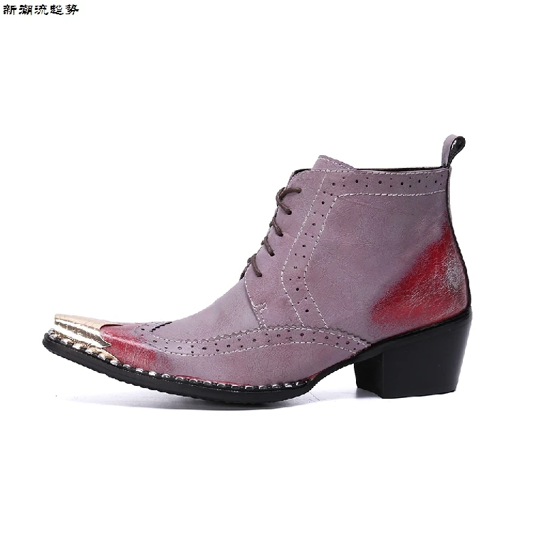 Мужские зимние ботильоны из натуральной кожи на толстом каблуке | Обувь