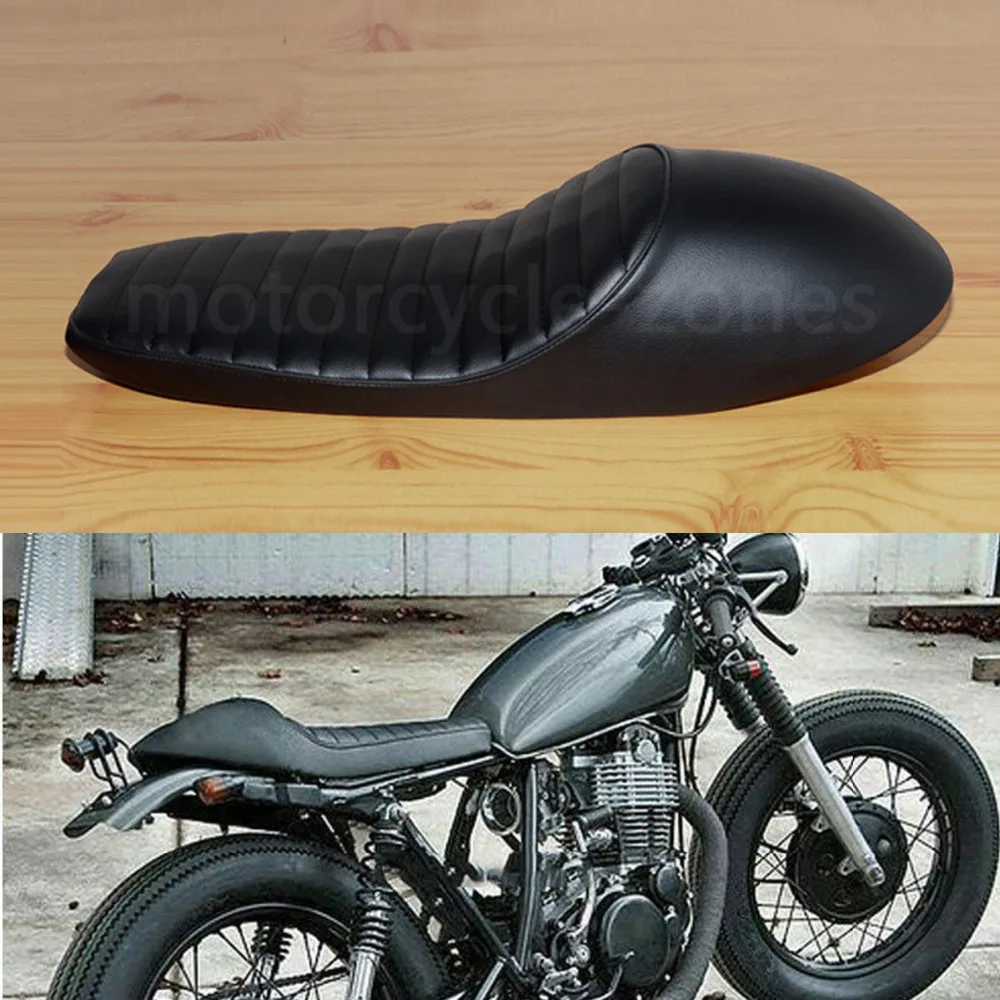Черное винтажное мотоциклетное седло в стиле ретро для горба Honda Yamaha Suzuki Kawasaki под
