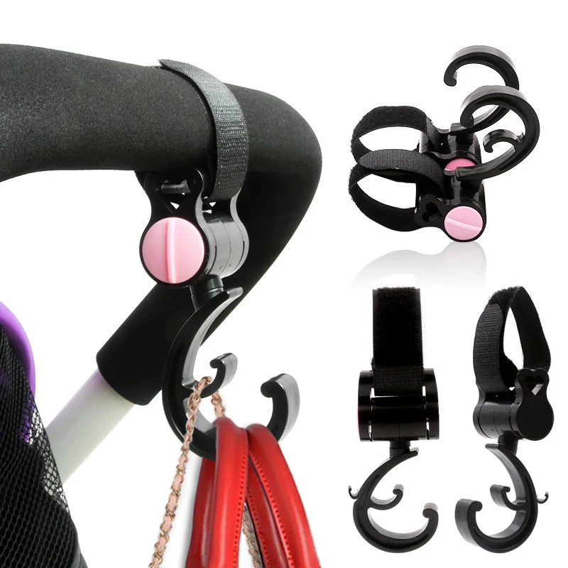

2 Pcs Baby Stroller Hooks ABS Rotate 360 Degree Diaper Bag Hanger Magic Baby Car Seat Pushchair Organizer Stroller Accessories