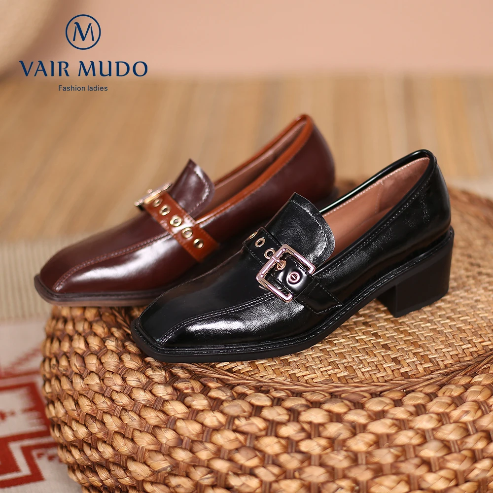 

Women Pumps Shoes Thick Heels Black Red Basic Patent Leather Casual Shoes Spring Autumn Round Toe Elegant Female FootwearD77L