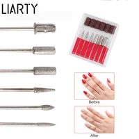 liarty 6pcs stainless steel nail drill bits with box for nail drill machine 332 size head grinding nail for remove dead skin
