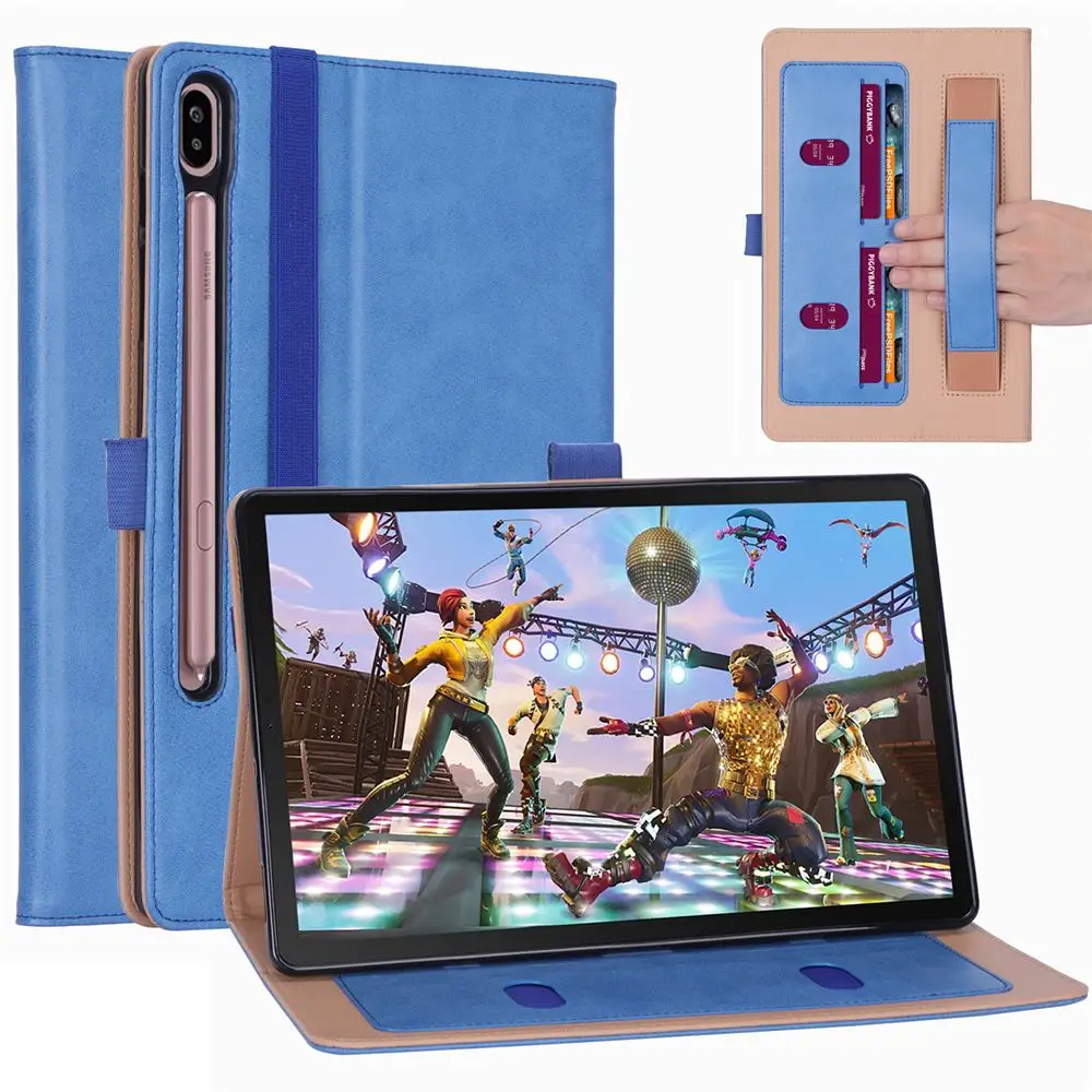 Чехол для планшета samsung Galaxy Tab S6 10,5 дюймов SM-T860 T865 чехол для планшета в стиле ретро из искусственной кожи чехол-книжка с отделением для карт и ремешком на запястье