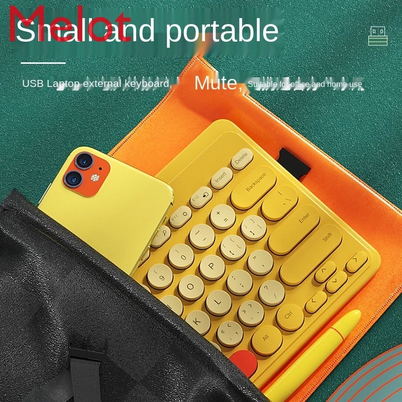 

High-End Luxury Laptop Wireless Keyboard Mute USB External Small Computer Home Office Cute Mini Portable Devices Wired Mouse Set