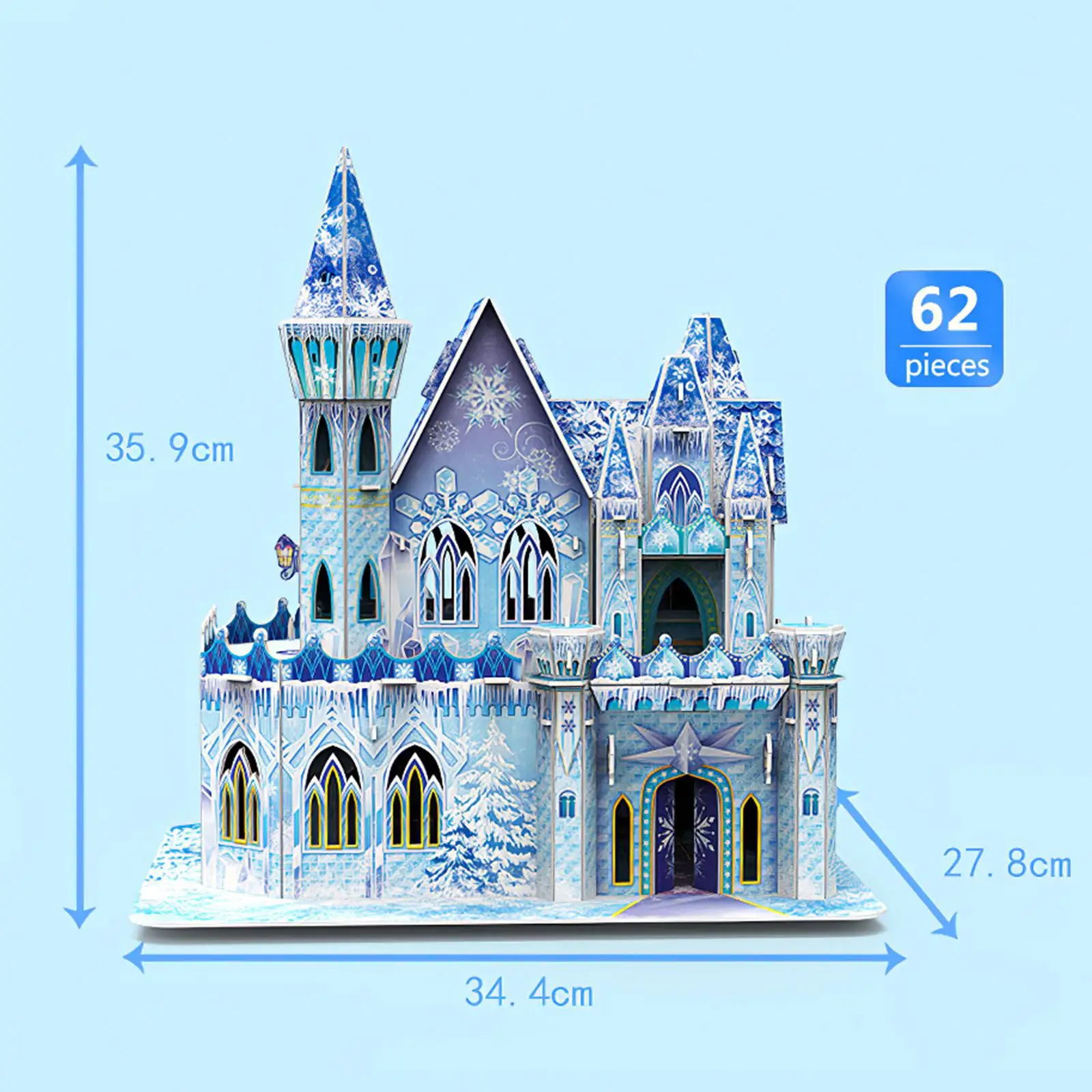 

62pcs Funny Playing Building Block Interactive Paper Building Puzzles Educational DIY Assemble Model Ice Castle Assemble Toy