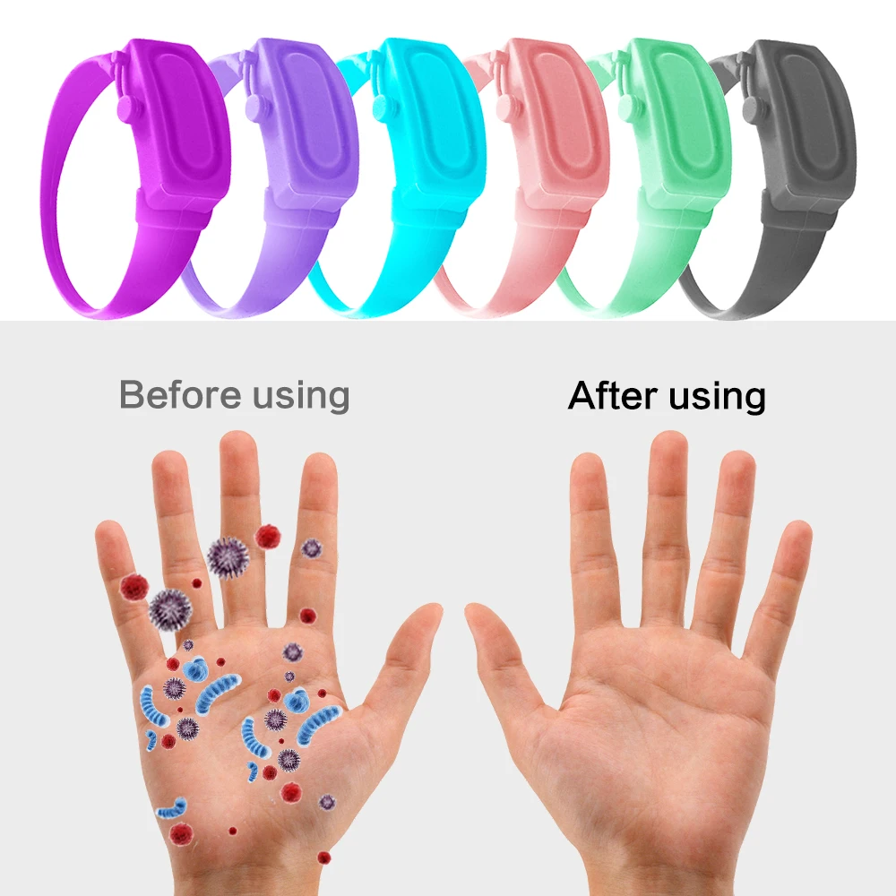 3pcs Wristband Type Hand Dispenser Sanitizer Silicone Wearable Pump Disinfect Outdoor Tools | Дом и сад