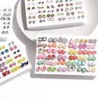 Маленькие пластиковые гвоздики, стразы, цветы, геометрические, животные, кристаллы, 1836100 пар, ювелирные изделия для девочек, Комплект сережек для женщин