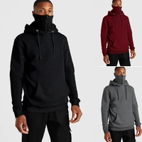 hoodies men 2020 new winter fashion casual mens pure color hooded mask zipper loose velvet long sleeve mens hoodie