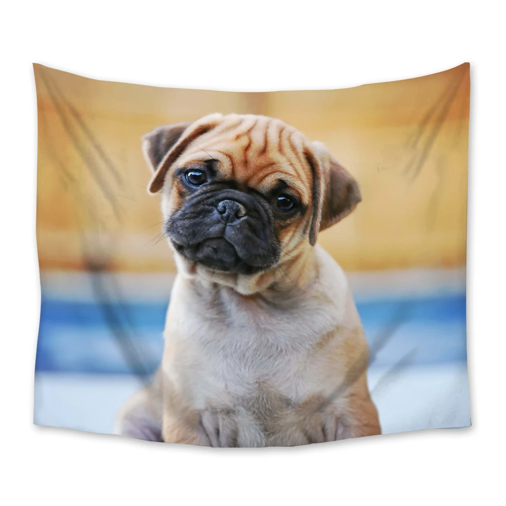 

Настенный гобелен в виде бульдога, животных, собаки, из полиэстера, для дома, спальни, пляжный коврик, одеяло, коврик для йоги, гобелены