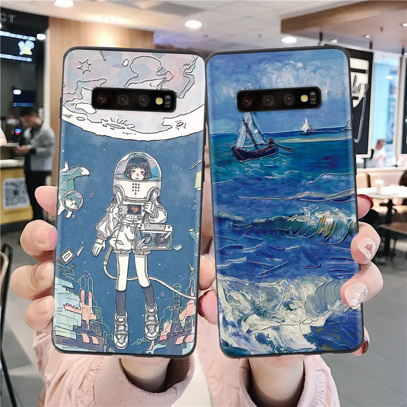 Мягкий ТПУ чехол с 3D тиснением для Samsung Galaxy S8 S9 S10 Plus S10e A50 A70 A30 A40 A60 A7 A8 A9 S6 S7 Note 8 9 J4 J6