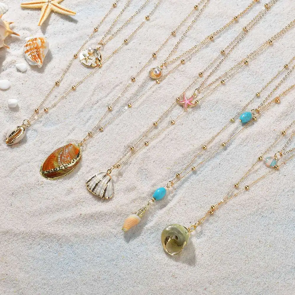 Ожерелье раковина MEIBEADS Boho Пляжное ожерелье из морской раковины Подвеска для