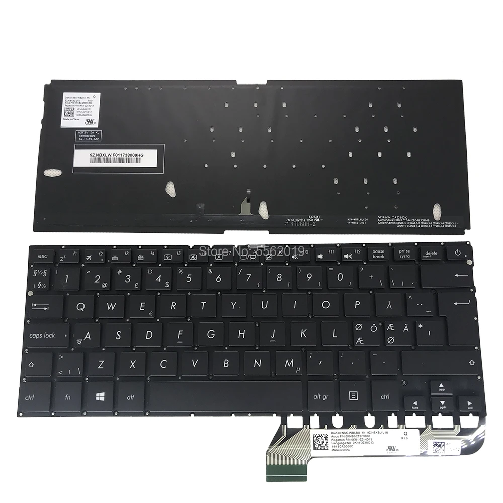 

OVY NE Backlight keyboard for ASUS ZenBook UX430 UX430UA UX430UQ UX430UN Norway black Replacement keyboards 0KNB0 2627ND00 New