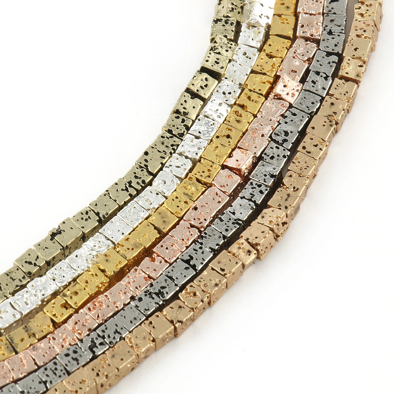 Золотистые/Серебристые бусины 4 мм натуральные Квадратные Зеркальные свободные