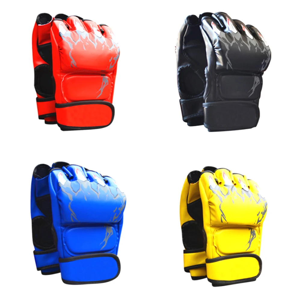 Утолщенные боксерские перчатки профессиональные боевые митенки без пальцев для