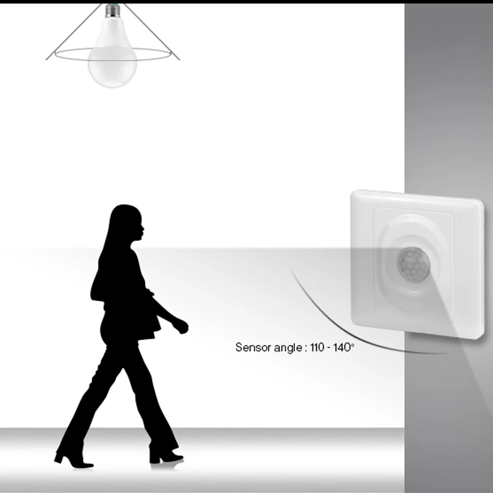 PIR Motion Sensor Light Switch premium Wall AC110-220V White Infrared Automatic | Обустройство дома
