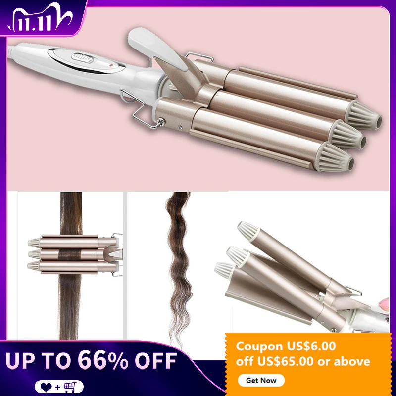 Профессиональные щипцы для завивки волос плойка с тремя бочками керамические