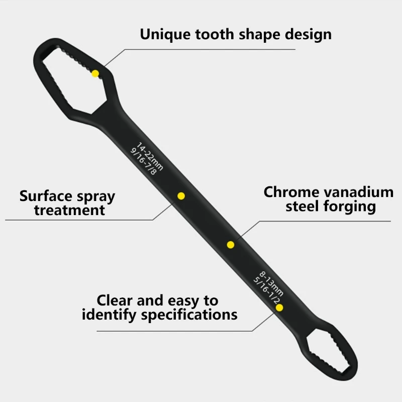 1 Pc Double End Wrenches Universal Spanner 14-22mm 8-13mm Wrench Key Screw Nuts Repair Quick Release Wide Used Professional | Инструменты