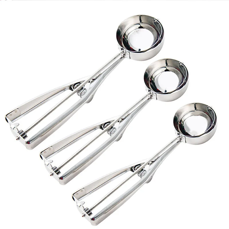 

Ice Cream Scoop Kitchen Tools 3 Size Stainless Steel Spring Handle Mash Potato Watermelon Ball Scoop Home Kitchen Accessories