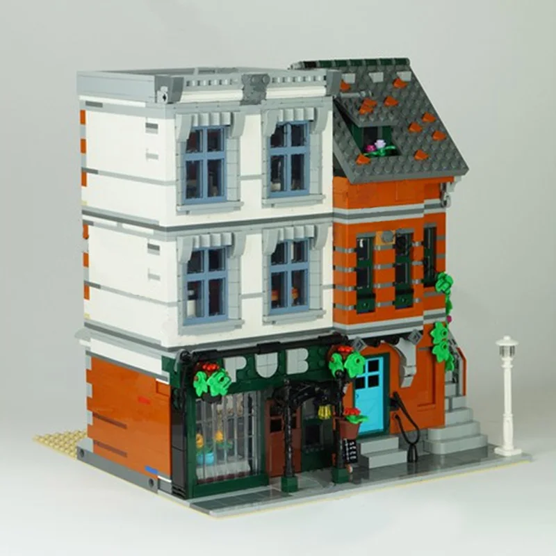 

BuildMoc City Buildings MOC Modular Pub House Architecture Set Creator Villa Building Blocks Bricks City Sets Toys For Children