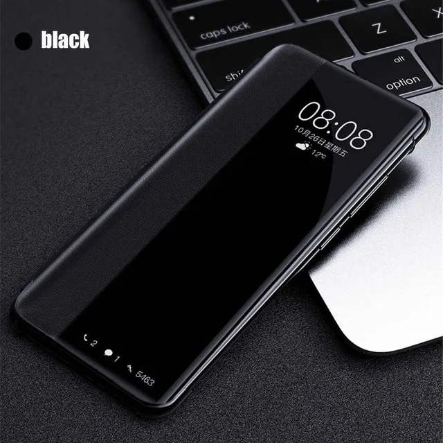 Black Смарт Clear View Флип Чехол для телефона для samsung Galaxy A50 A30 A20 A10 A60 A70 кожа Защитный чехол 30 50 70 10 20 60 40 крышка - Цвет: Black