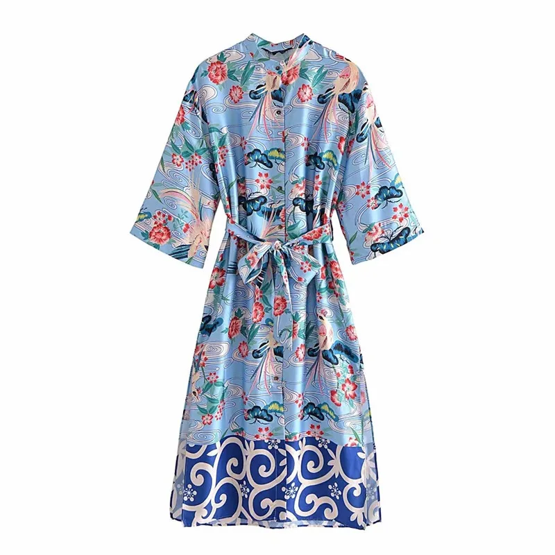 

Новинка 2021, женская одежда для ранней осени ZA, модное универсальное повседневное элегантное платье-рубашка с принтом в европейском и америк...