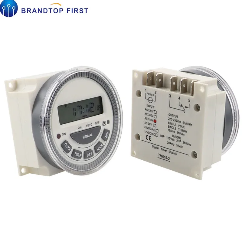 Digital Timer Switch TM619 12v 24v 110v 220V 16A Weekly Programmable Time Relay LCD Hour Minute Count | Обустройство дома