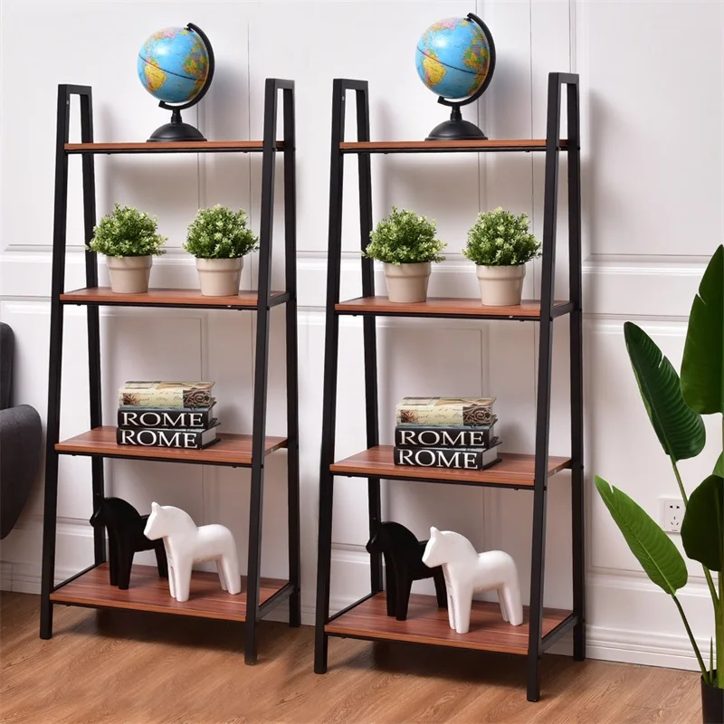 2 шт 4 уровневая современная лестница книжная полка стальная MDF книжные шкафы HW55458|