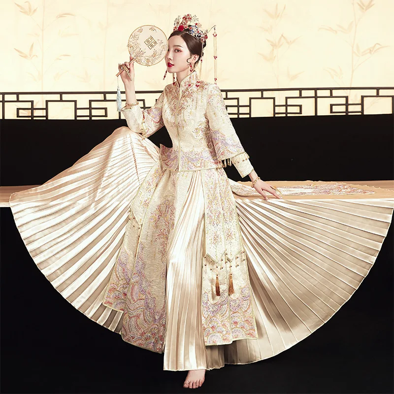 

2020 современный Cheongsam Qipao длинные традиционное китайское свадебное платье восточные Стиль платье в китайском стиле, одежда размера плюс XS-3XL