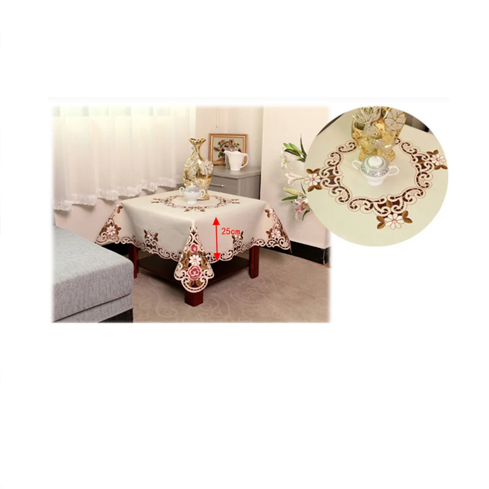 

European Style Embrodiery Tablecloth Table Cover Protector For Dinning Table End Table Decoration 85x85