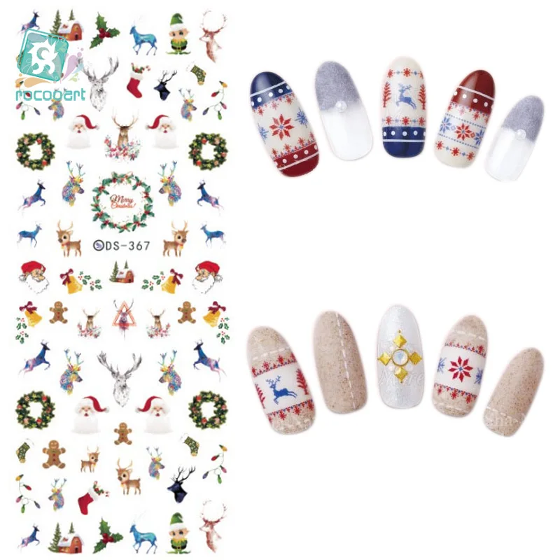 

DS367-368 DIY Water Transfer Nails Art Sticker 2021 Year Merry Christmas Xmax Harajuku Nail Wrap Sticker Manicura stickers