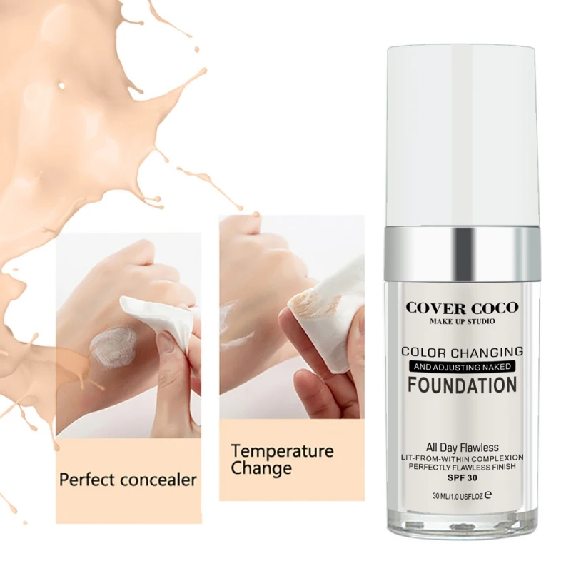 

Waterproof Moisturizing Cover Blemishes Brighten Skin Color Foundation Color Changing High Gloss Liquid Foundation