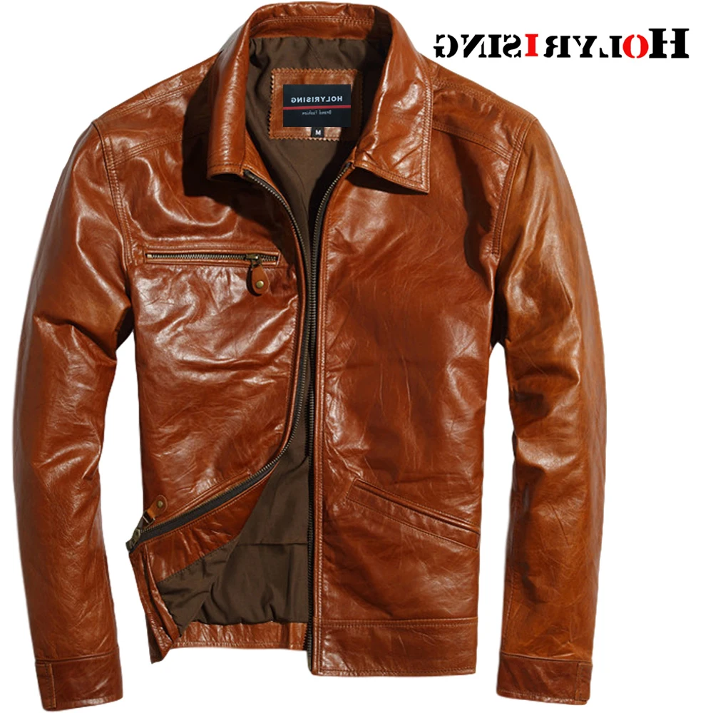

Man Luxury Classic Cow Leather Jackets Zipper Solid Chaqueta De Los Hombres Slim Motorcycle Jacket Leisure Men overcoats 19435
