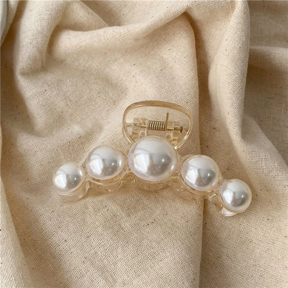 Fashion Girl Hair Claw Pearl Hairpin Crab Retro Clips Accessories for Women Four Different Sizes |
