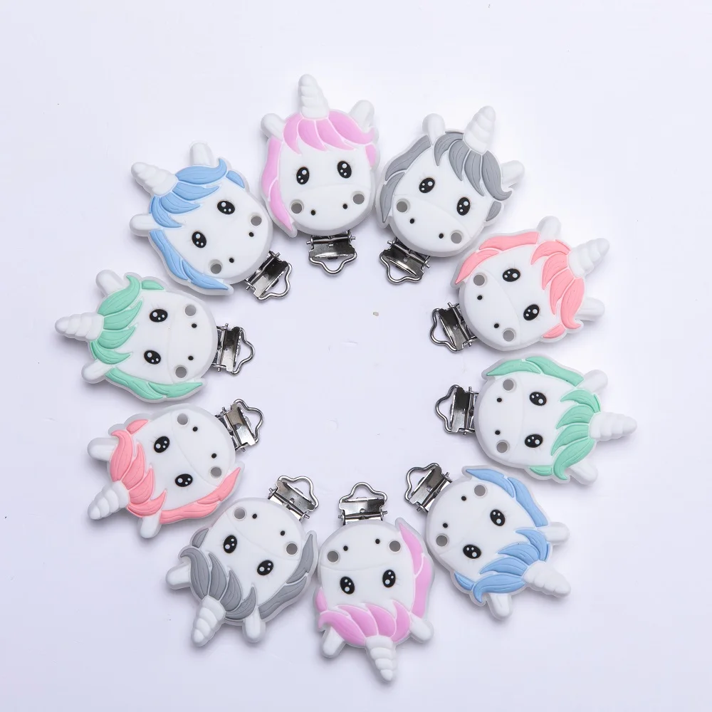 

1pc BPA Free Silicone Pacifier Clip Unicorn DIY Baby Teething Teether Necklace Bead Tool Nurs Gift Nurse Toy Accessories