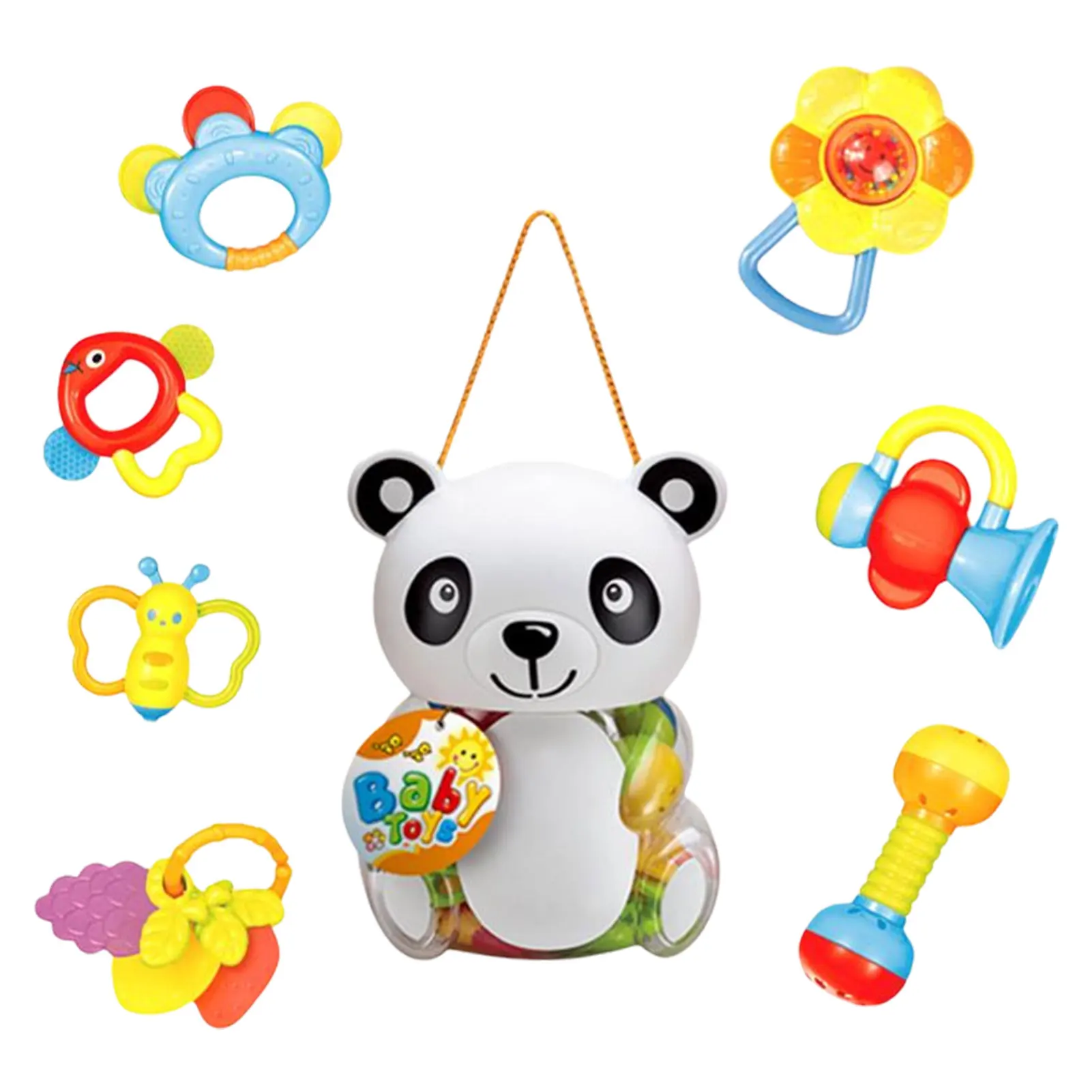 

Baby Teething Rattles Toys Infant Rattling Teether Sensory Toy Baby Toys Rattle Teether Toys Free Cartoon Animal-shaped Bottles