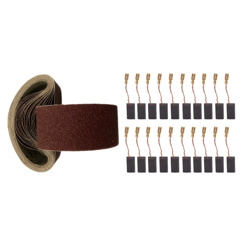 

New 12x GXK51-B 533X75mm Abrasive Belt 40/80/120/150/240/400 & Carbon Brush 20Pcs Replaceable Great Conductive Carbon Brush
