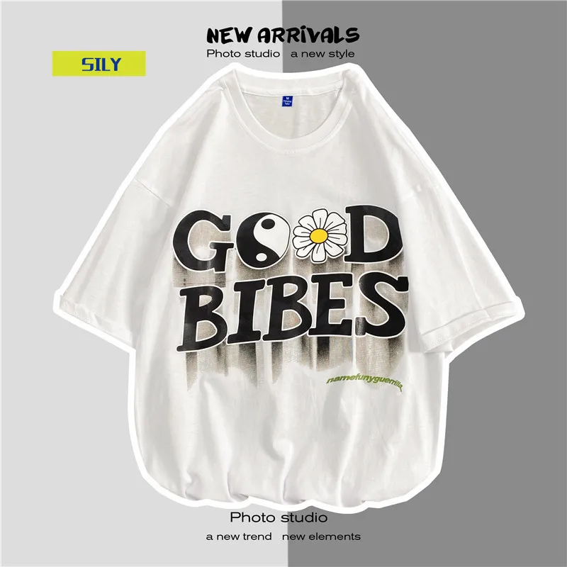 

Letter Short-Sleeved T-shirt Men's Fashion Trend Loose Bottoming Shirt Summer Printed T-shirt men clothing
