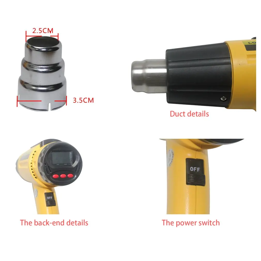 2000W Hot Air Heat Tool 100-650 Degree Temperature Adjustable Hand Held Paint Stripper Hot Air Tool Air Blower
