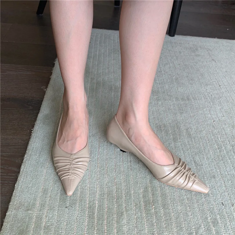 

Туфли женские с острым носком, кожаная подошва с закрытым носком, мягкая подошва, повседневные, без застежки, 2021