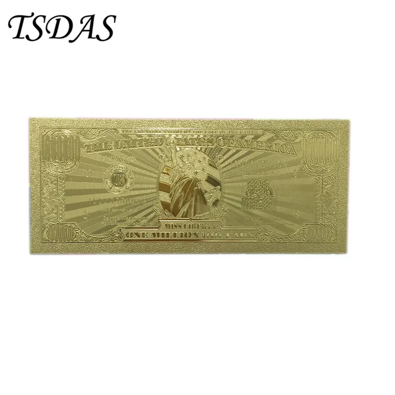America Souvenir USA 1 Million Dollars Bill 24K Gold Banknote Fake Us Money 99.9% Foil Collection 10pcs/lot | Дом и сад