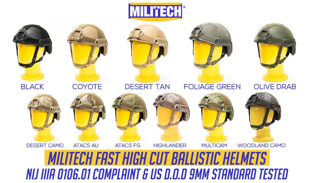 Баллистический шлем MILITECH NIJ Level IIIA 3A 0106 01 ISO сертифицированный Быстрый OCC циферблат