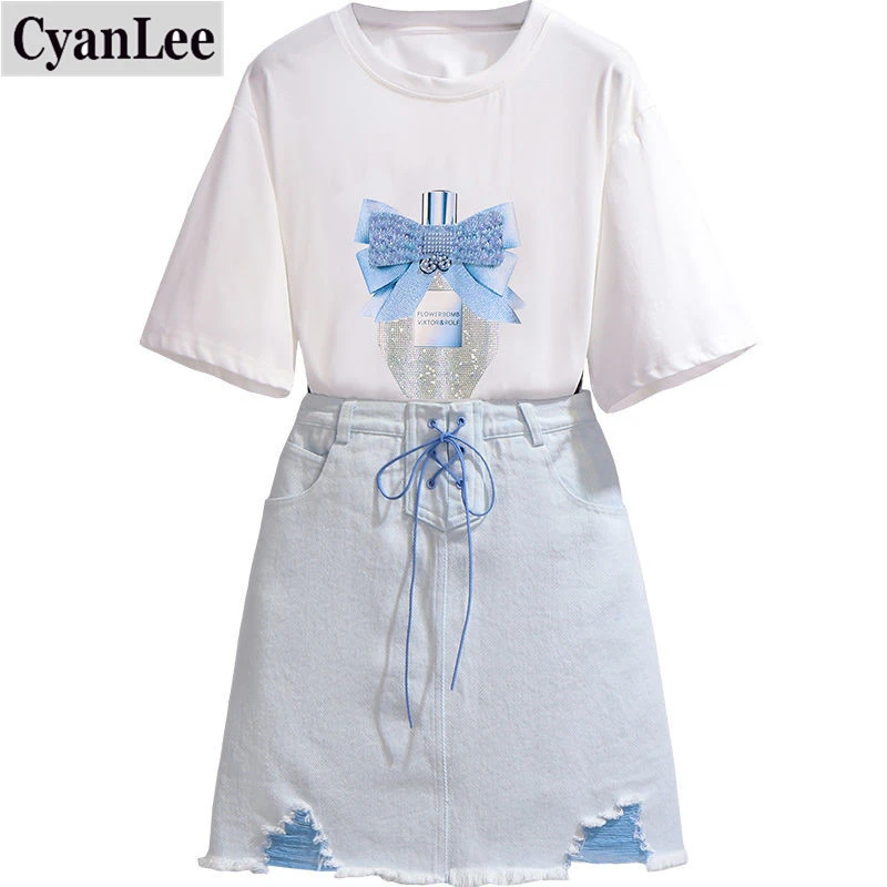 Женская футболка с цветочным принтом Cyanlee комплект одежды из 2 предметов +