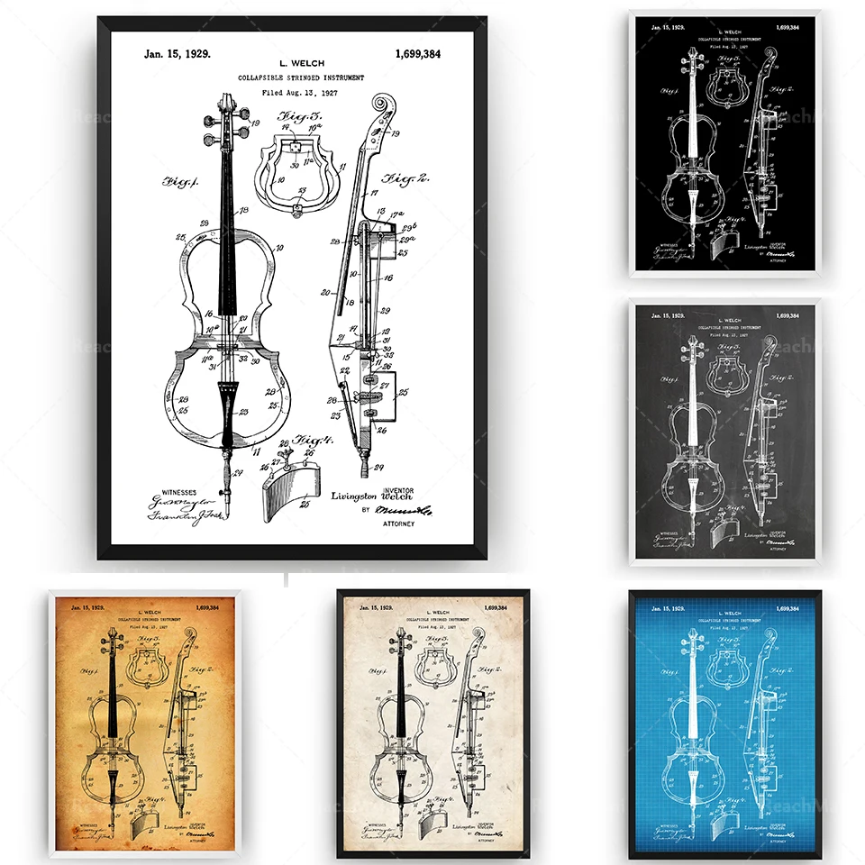 

Cello 1929 Patent Print Wall Art Poster Music Teacher Blueprint Gifts