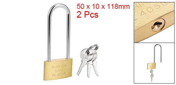 50mm Long Shackle 2x Uxcell 1-2 шт Латунные Навесные Замки с одинаковым ключом 30 мм 40 мм 50 мм 60 мм широкая матовая отделка Длинная Дужка - Цвет: 50mm Long Shackle 2x
